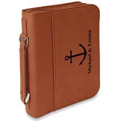 All Anchors Leatherette Bible Cover with Handle & Zipper - Small - Single Sided (Personalized)
