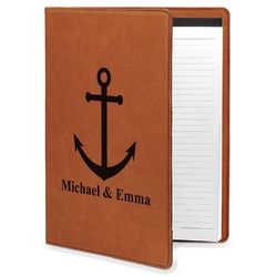 All Anchors Leatherette Portfolio with Notepad - Large - Single Sided (Personalized)