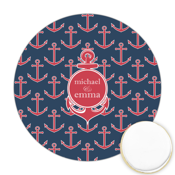 Custom All Anchors Printed Cookie Topper - Round (Personalized)