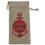 All Anchors Large Burlap Gift Bag - Front (Personalized)