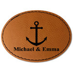 All Anchors Faux Leather Iron On Patch - Oval (Personalized)