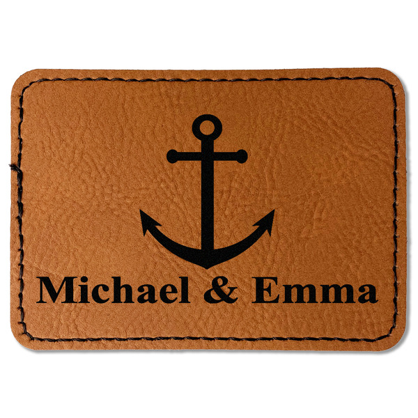 Custom All Anchors Faux Leather Iron On Patch - Rectangle (Personalized)