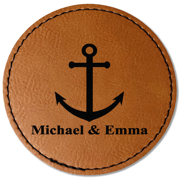 Custom All Anchors Faux Leather Iron On Patch - Round (Personalized)