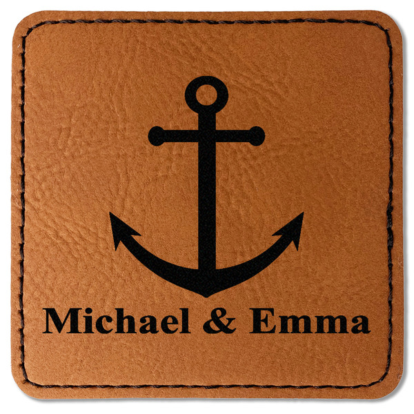 Custom All Anchors Faux Leather Iron On Patch - Square (Personalized)