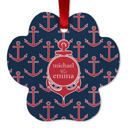 All Anchors Metal Paw Ornament - Double Sided w/ Couple's Names