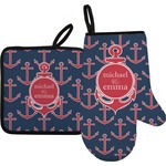 All Anchors Oven Mitt & Pot Holder Set w/ Couple's Names