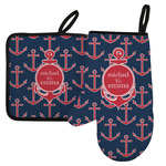 All Anchors Left Oven Mitt & Pot Holder Set w/ Couple's Names