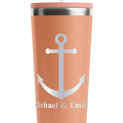 All Anchors RTIC Everyday Tumbler with Straw - 28oz - Peach - Double-Sided (Personalized)