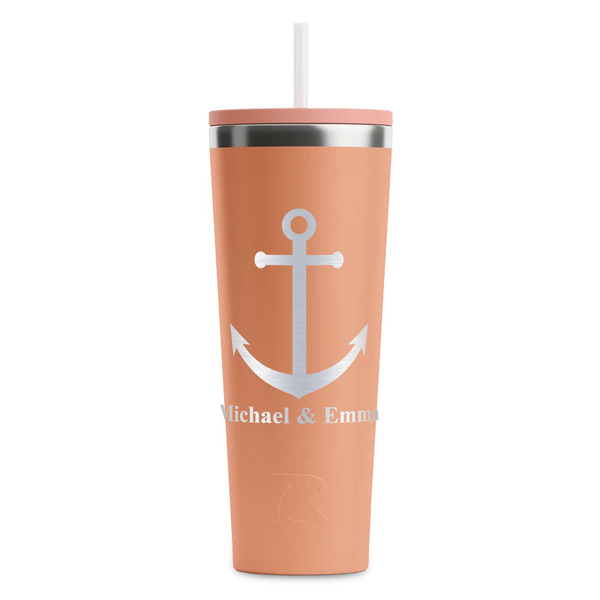 Custom All Anchors RTIC Everyday Tumbler with Straw - 28oz - Peach - Double-Sided (Personalized)