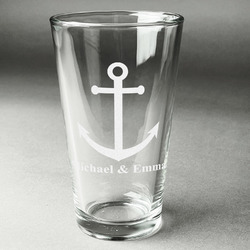 All Anchors Pint Glass - Engraved (Single) (Personalized)