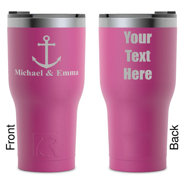 Custom All Anchors RTIC Tumbler - Magenta - Laser Engraved - Double-Sided (Personalized)