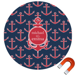 All Anchors Round Car Magnet - 10" (Personalized)
