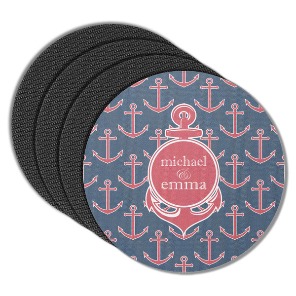 Custom All Anchors Round Rubber Backed Coasters - Set of 4 (Personalized)