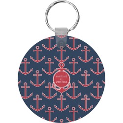 All Anchors Round Plastic Keychain (Personalized)