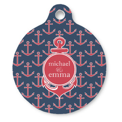 All Anchors Round Pet ID Tag - Large (Personalized)