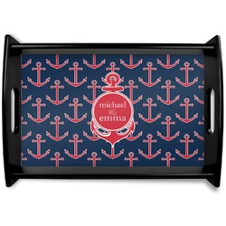All Anchors Black Wooden Tray - Small (Personalized)