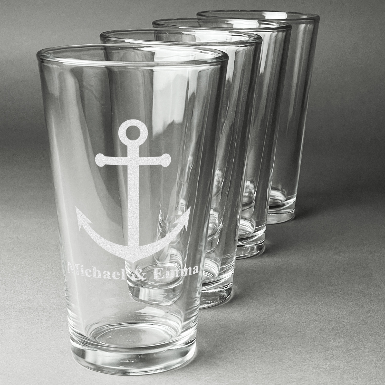 All Anchors Beer Glasses (Set of 4) (Personalized) - YouCustomizeIt