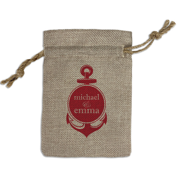 Custom All Anchors Small Burlap Gift Bag - Front (Personalized)