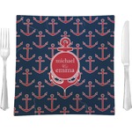 All Anchors 9.5" Glass Square Lunch / Dinner Plate- Single or Set of 4 (Personalized)