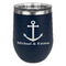 All Anchors Stainless Wine Tumblers - Navy - Double Sided - Front