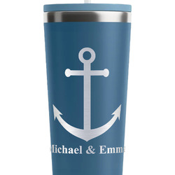 All Anchors RTIC Everyday Tumbler with Straw - 28oz - Steel Blue - Double-Sided (Personalized)