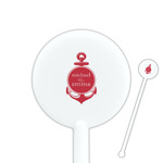 All Anchors 5.5" Round Plastic Stir Sticks - White - Double Sided (Personalized)