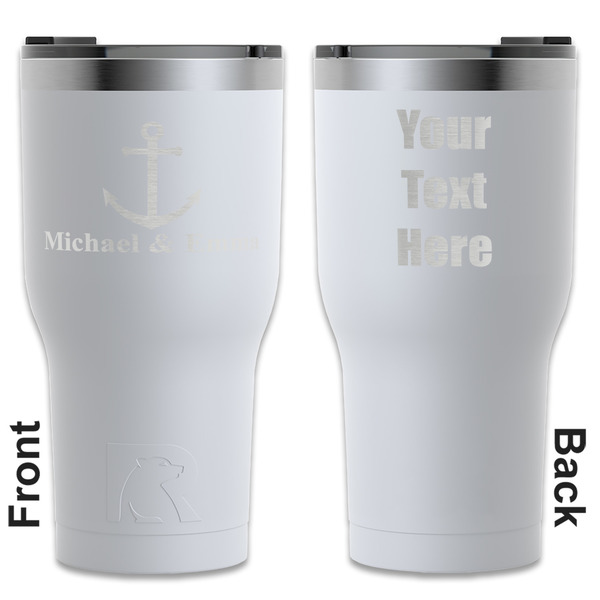 Custom All Anchors RTIC Tumbler - White - Engraved Front & Back (Personalized)