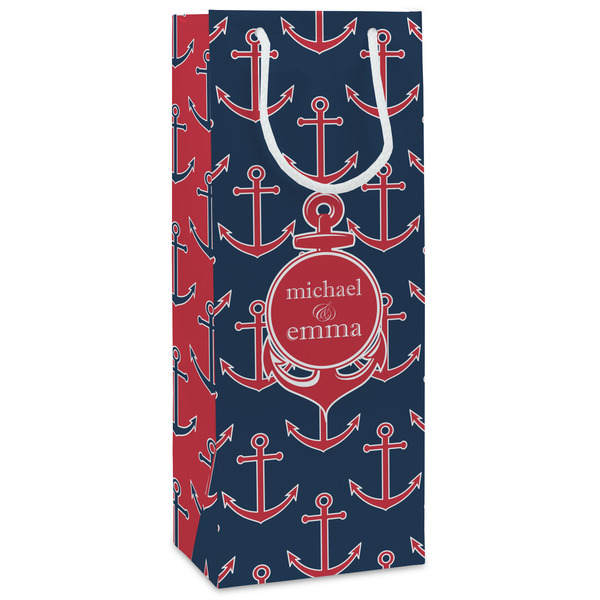 Custom All Anchors Wine Gift Bags - Matte (Personalized)