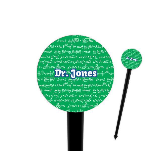 Custom Equations 4" Round Plastic Food Picks - Black - Double Sided (Personalized)