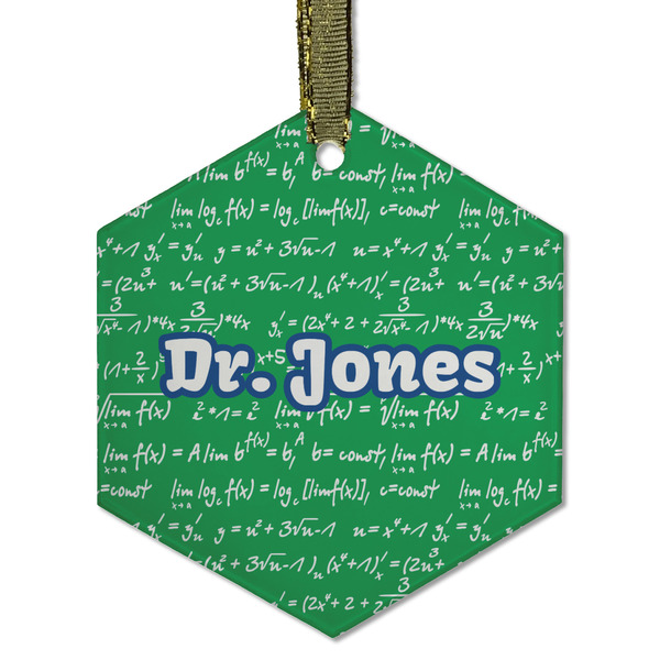 Custom Equations Flat Glass Ornament - Hexagon w/ Name or Text