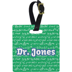Equations Plastic Luggage Tag - Square w/ Name or Text