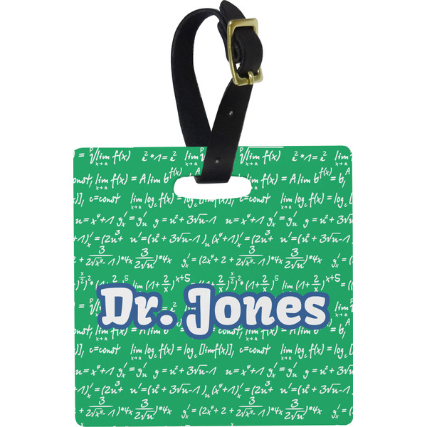 Custom Equations Plastic Luggage Tag - Square w/ Name or Text