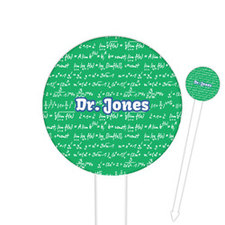 Equations 6" Round Plastic Food Picks - White - Single Sided (Personalized)