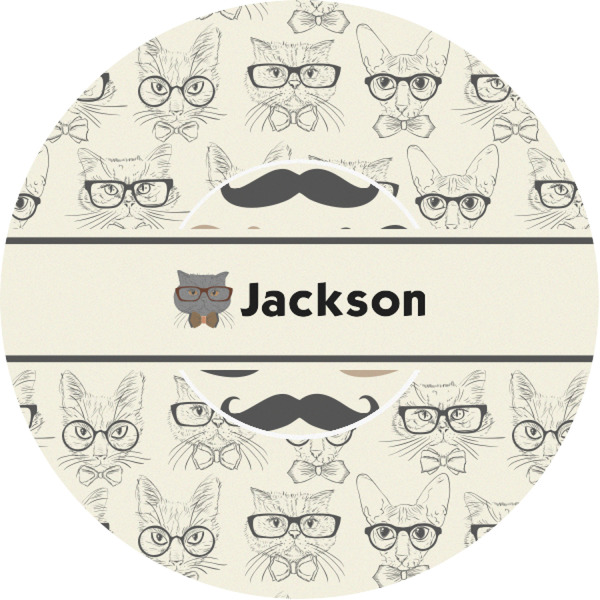 Custom Hipster Cats & Mustache Multipurpose Round Labels - 1" (Personalized)