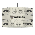 Hipster Cats & Mustache 12" Drum Pendant Lamp - Fabric (Personalized)