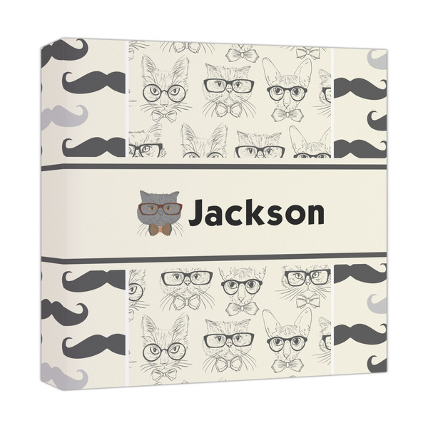 Custom Hipster Cats & Mustache Canvas Print - 12x12 (Personalized)