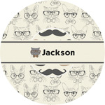 Hipster Cats & Mustache Multipurpose Round Labels - Custom Sized (Personalized)