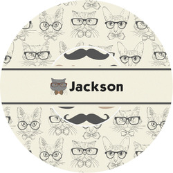 Hipster Cats & Mustache Multipurpose Round Labels - 3" (Personalized)