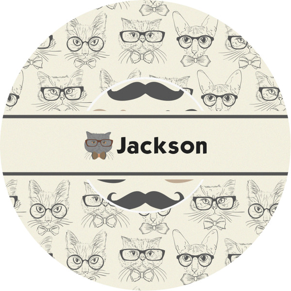 Custom Hipster Cats & Mustache Multipurpose Round Labels - Custom Sized (Personalized)