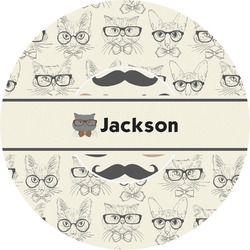 Hipster Cats & Mustache Multipurpose Round Labels - 5" (Personalized)