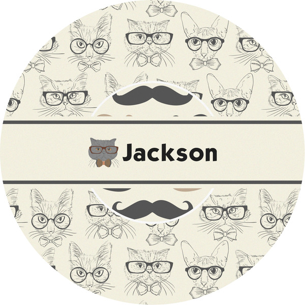 Custom Hipster Cats & Mustache Multipurpose Round Labels - 5" (Personalized)