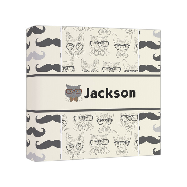 Custom Hipster Cats & Mustache Canvas Print - 8x8 (Personalized)