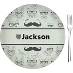 Hipster Cats & Mustache Glass Appetizer / Dessert Plate 8" (Personalized)