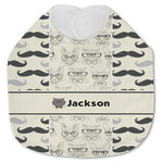 Hipster Cats & Mustache Jersey Knit Baby Bib w/ Name or Text