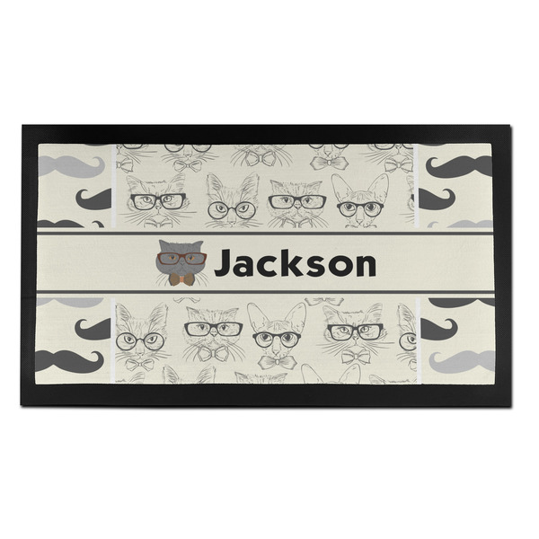 Custom Hipster Cats & Mustache Bar Mat - Small (Personalized)