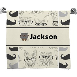 Hipster Cats & Mustache Bath Towel (Personalized)