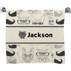 Hipster Cats & Mustache Bath Towel (Personalized)