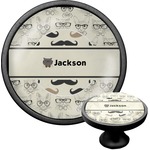 Hipster Cats & Mustache Cabinet Knob (Black) (Personalized)