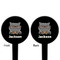 Hipster Cats & Mustache Black Plastic 4" Food Pick - Round - Double Sided - Front & Back