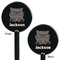 Hipster Cats & Mustache Black Plastic 5.5" Stir Stick - Double Sided - Round - Front & Back